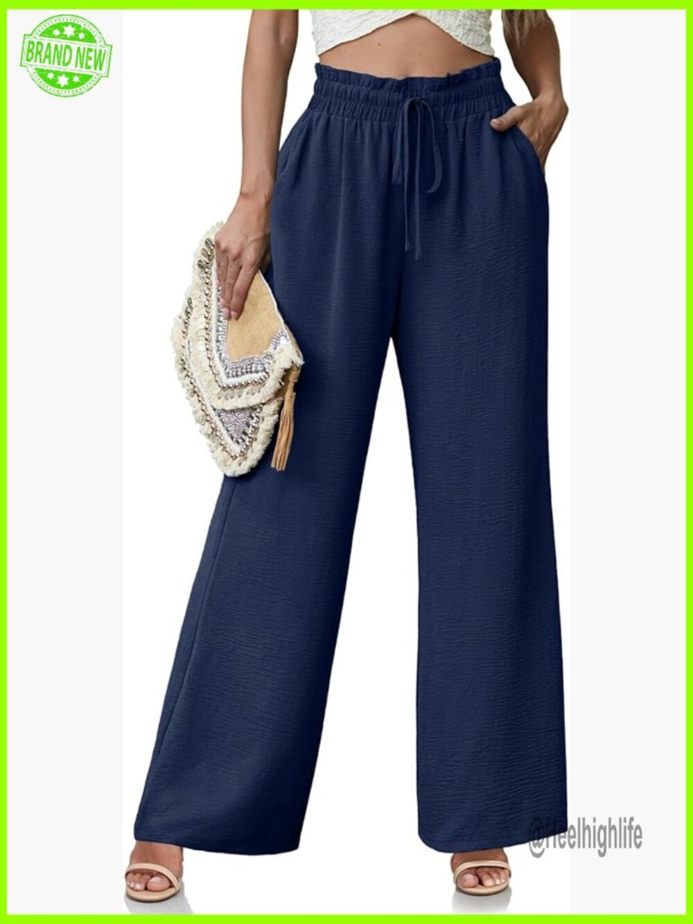 High Waisted Wide Leg Palazzo Pants with Pockets Work Casual Flowy